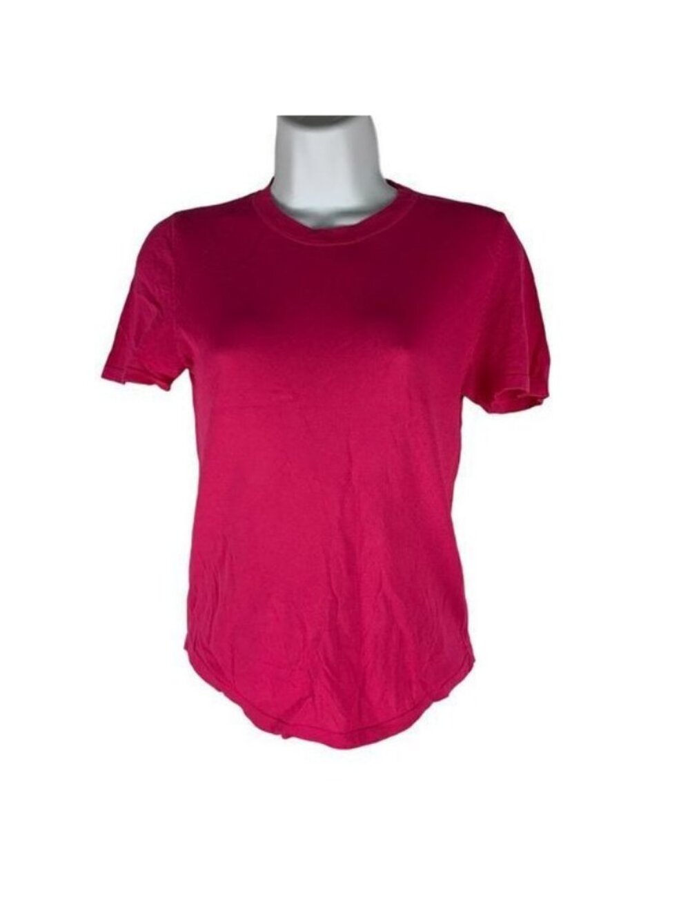 Zara Womens Bright Pink Short Sleeve Crew Neck T-Shirt Size S Casual Slim Fit